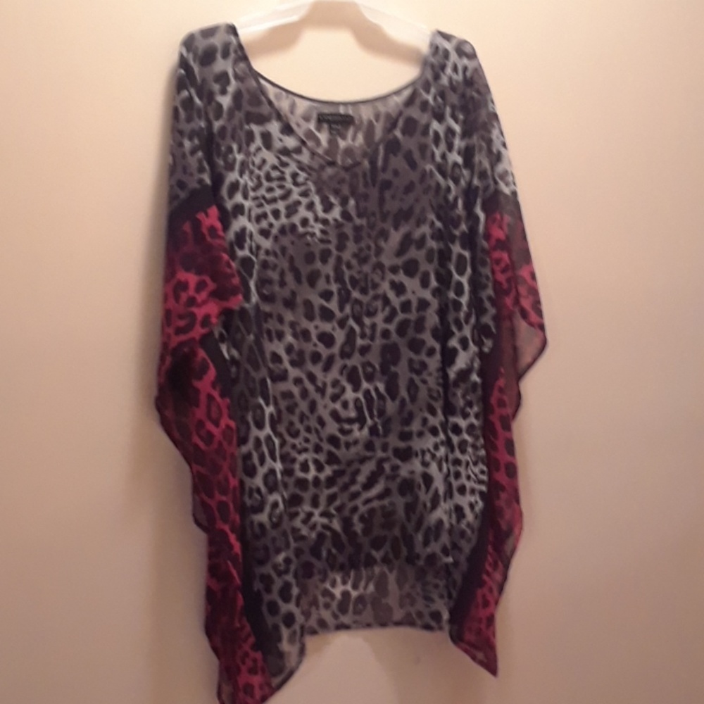 Lane Bryant 18/20 sheer leopard pancho shirt